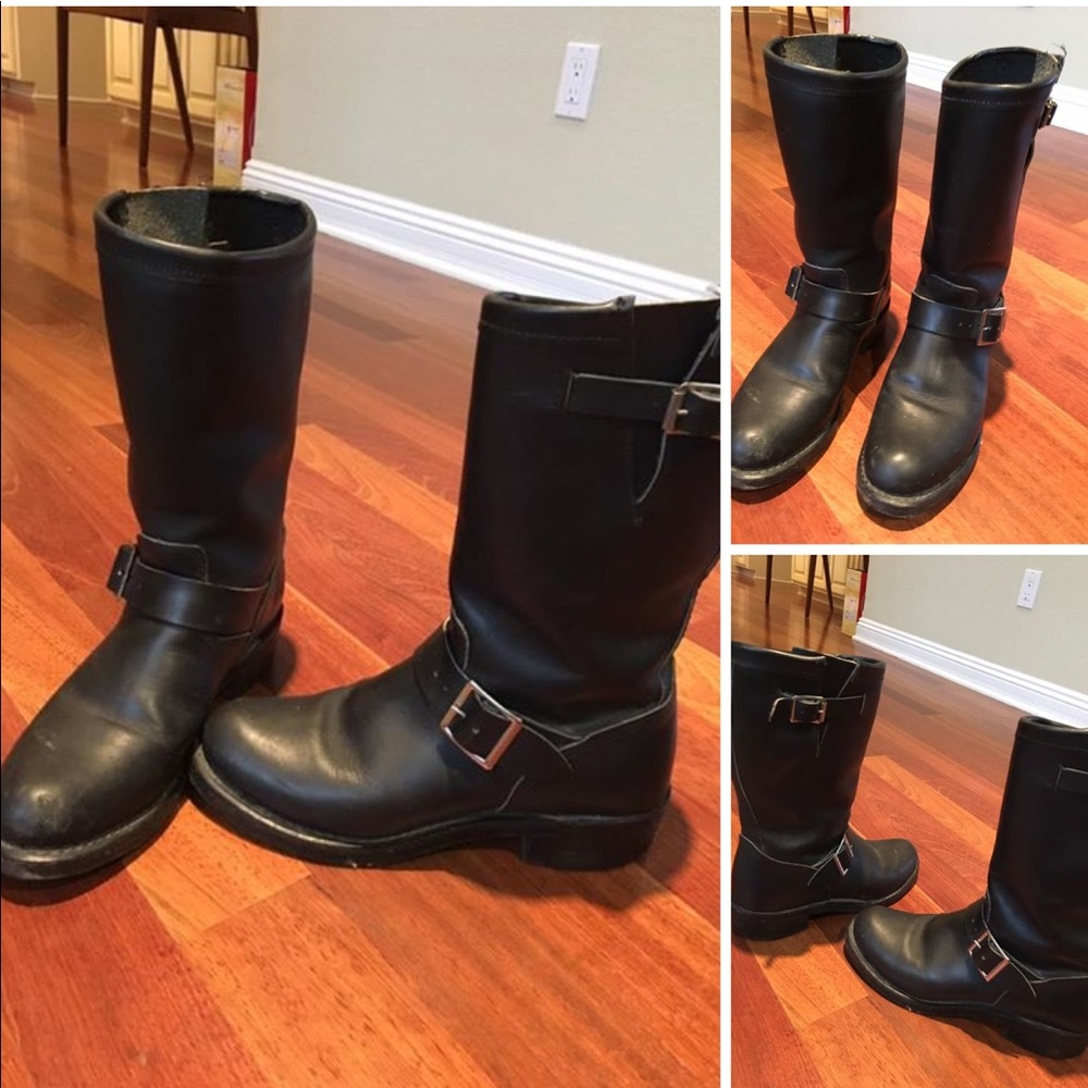Vulcan Leather Motorcycle Boots - Size 6.5 M.